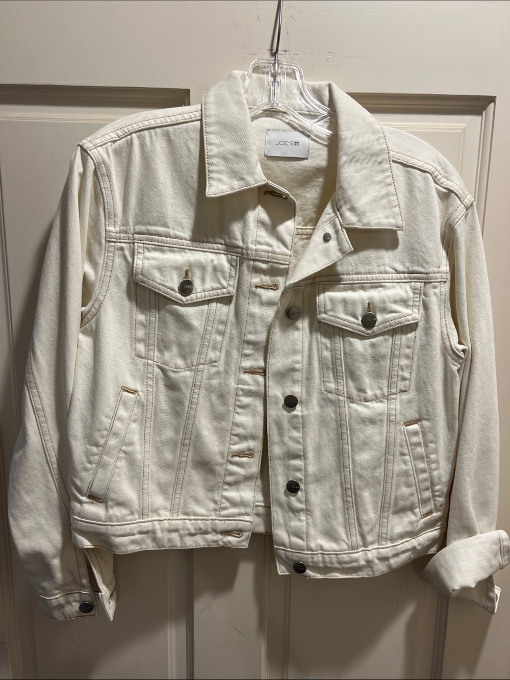Joe's Jeans Cream Denim Jacket with Contrast Stitching